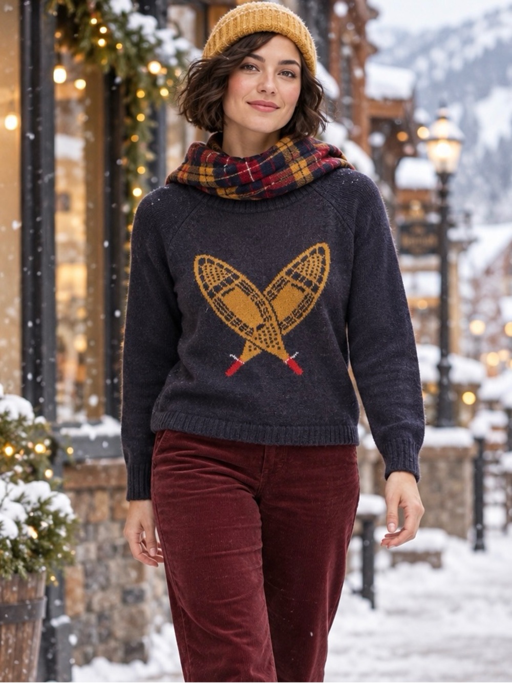 Woolrich Snowshoe Mohair Wool Intarsia Sweater Blue Sea S/P Winter Novelty